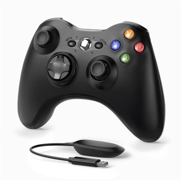 Wireless Controller Compatible with Xbox 360 2.4G Wireless Controller (Black)